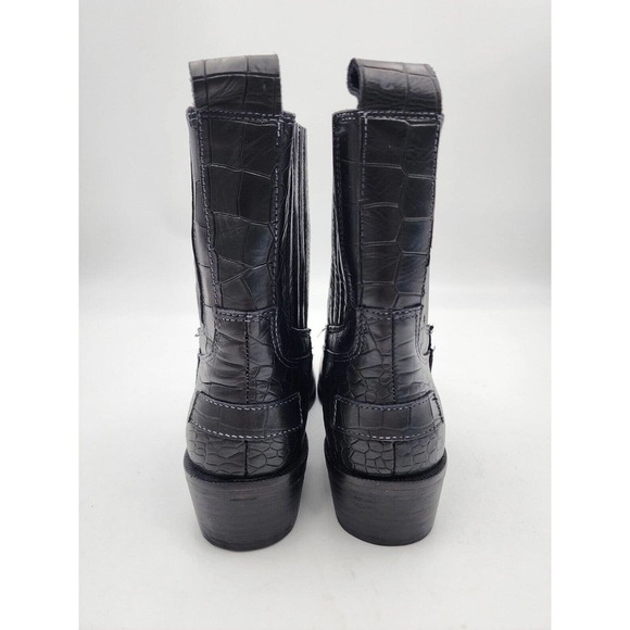Vintage Foundry Co Main Chelsea Boot Black Leather Croc Embossed Size 7 - Picture 4 of 12